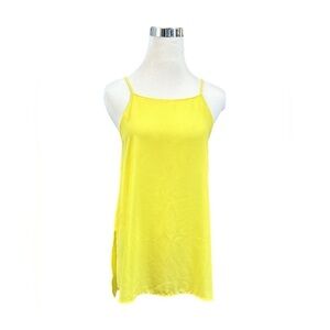 Lush Women's Chiffon Square Neck Sleeveless Tank Top Yellow Size Small